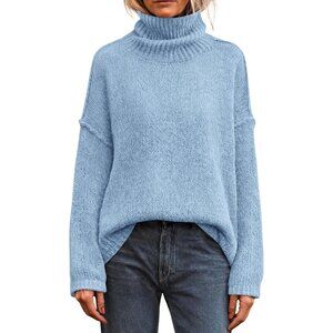 Cozy Loose Fit Womens Knit Turtleneck Sweater - Perfect for Fall & Winter